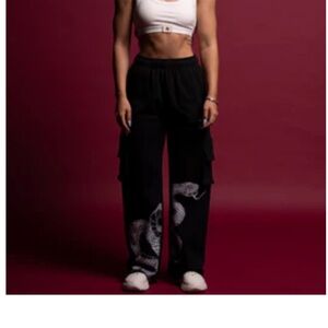 Darc Sport Black Wide Leg Pants with Snake Design